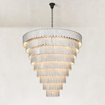 Tiered Marble Cone Chandelier 79.9" in Black metal finish, shown as a complete fixture
