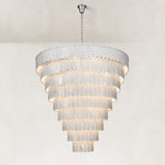 Tiered Marble Cone Chandelier 79.9" in Chrome metal finish, shown as a complete fixture