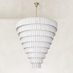 Product detail of Tiered Marble Cone Chandelier 79.9" against a neutral background
