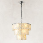 Tiered Marble Drum Pendant 33.5" in Chrome metal finish, shown as a complete fixture