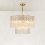 Twelve-Light Glass Globe Chandelier 36" complete as shown fixture view
