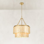 Two-Tier Brass Shell Chandelier, 20 in - 20 in / Brass complete fixture