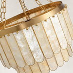 Two-Tier Mother-of-Pearl Chandelier 20.4" in Aged brass, underside detail