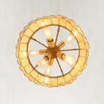 Two-Tier Mother-of-Pearl Chandelier 20.4" in Aged brass, room setting one