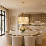 Two-Tier Mother-of-Pearl Chandelier 20.4" in Aged brass, room setting four