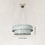 Dimension diagram for Two-Tier White Marble Drum Chandelier 33.5