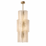 Valence Column Ribbed Glass Chandelier, complete fixture