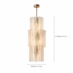 Valence Column Ribbed Glass Chandelier dimension and specification diagram