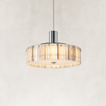 Product detail of Veined Marble Drum Pendant against a neutral background