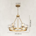 Brass-finish ring chandelier dimension diagram, 24-inch diameter