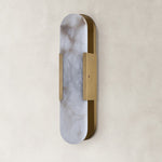 brass-tone elongated panel wall sconce unlit.