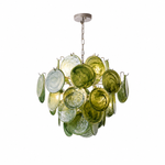 Verdelle Mosaic Green Glass Disc Chandelier, complete fixture