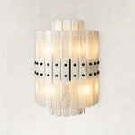 Vertical Layered Marble Wall Sconce 17.7" in Black metal finish, shown as a complete fixture