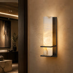 Framed Slab Vertical Column Alabaster Wall Sconce by Dalmivik, product or room detail view