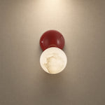 Duo Sphere Crimson Eclipse Alabaster Wall Sconce by Dalmivik, complete fixture view