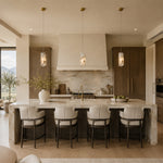 White Four-Panel Marble Pendant installed above a kitchen island