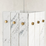 Product detail of White Gray-Veined Twelve-Panel Marble Lantern Pendant against a neutral background