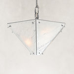White Inverted Pyramid Marble Pendant 15.7" in Chrome metal finish, shown as a complete fixture