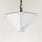 White Inverted Pyramid Marble Pendant shown against a neutral background
