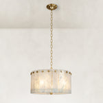 White Marble Drum Pendant shown in full against a neutral background