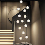 Black chandelier-14-Lights Staircase Chandelier for Living Room High Ceiling Foyer Pendant Lighting Fixture Modern Crystal Chandelier Spiral Stairwell Lighting Round Base Light by Dalmivik, complete fixture view