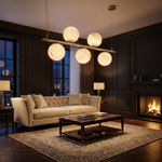 Brass 5-orb Linear Alabaster Pendant Light by Dalmivik, product or room detail view