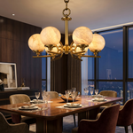 Brass 6-Arm Chandelier Alabaster by Dalmivik, product or room detail view