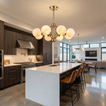 Brass 8-orb Alabaster Pendant Light by Dalmivik, product or room detail view