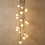 Brass Cascade Alabaster Pendant Light by Dalmivik, complete fixture view