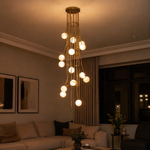 Brass Cascade Alabaster Pendant Light by Dalmivik, product or room detail view