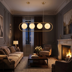 Brass Linear Orb Alabaster Pendant Light by Dalmivik, product or room detail view