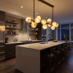 Brass Linear Orb Alabaster Pendant Light by Dalmivik, product or room detail view
