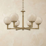 Brass Orb Classic Alabaster Pendant Light by Dalmivik, complete fixture view