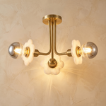 Ceiling 3-orb Alabaster by Dalmivik, complete fixture view