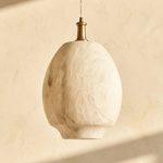 Egg Pendant Alabaster by Dalmivik, complete fixture view