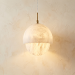 Half-Dome Alabaster Pendant Light by Dalmivik, complete fixture view