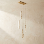 Linear Cylinder Cluster Alabaster Pendant Light by Dalmivik, complete fixture view