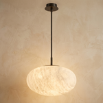 Oval Disc Pendant Alabaster by Dalmivik, complete fixture view