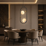 Oval Frame Duo Classic Alabaster Pendant Light by Dalmivik, product or room detail view