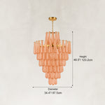 Dimension drawing of the amber chandelier with a raised upper crown.