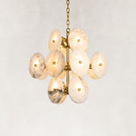 Sculptural Marble Disc Chandelier 16.1" in Gold metal finish, shown as a complete fixture