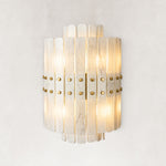 Vertical Layered Marble Wall Sconce 17.7" in Gold metal finish, shown as a complete fixture