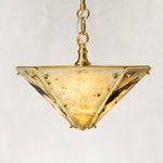 Inverted Pyramid Marble Pendant 22" in Gold metal finish, shown as a complete fixture
