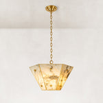 Faceted Ivory Marble Pendant 15.7" in Gold metal finish, shown as a complete fixture