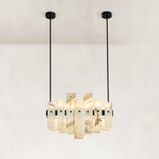 Compact petal marble chandelier shown in full against a neutral background