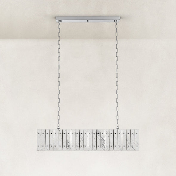 Rectangular marble island pendant shown in full against a neutral background