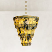 Tapered marble panel chandelier shown against a neutral background for fixture specification review