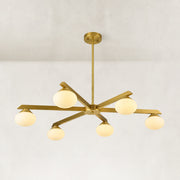 Glass Orb Six-Light Chandelier, 36 in - 36 in / Brass complete fixture