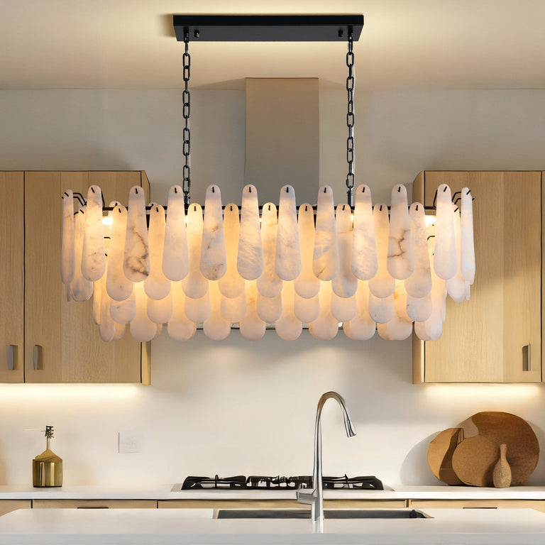 Alabaster Feather Oval Dining Pendant 47.2"L by Dalmivik, product or room detail view