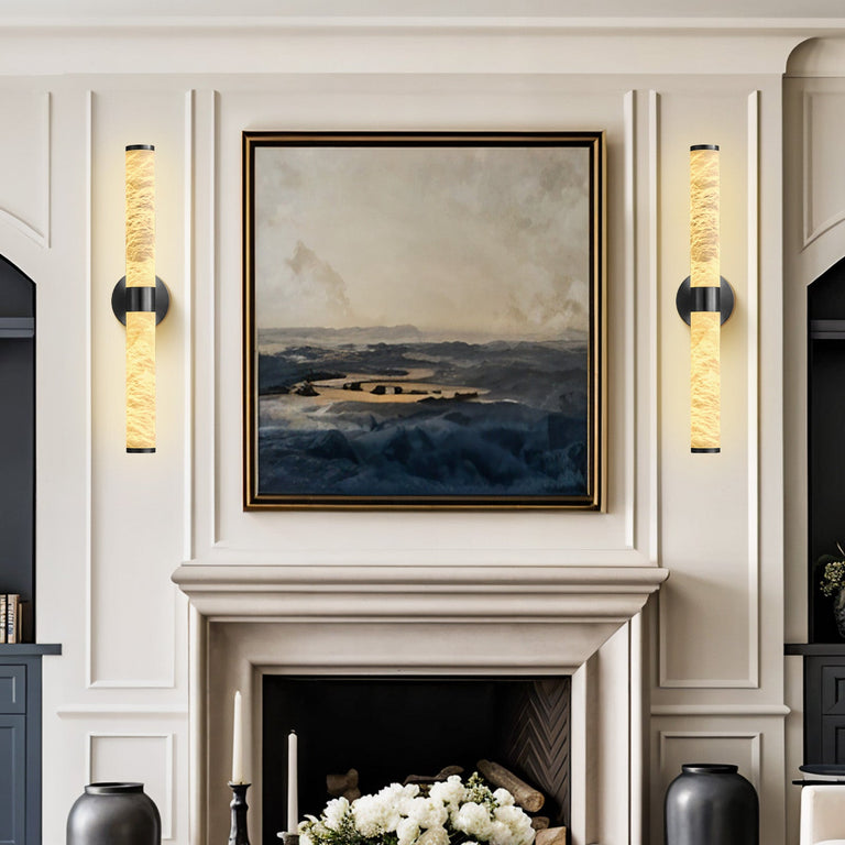 Anello Alabaster Black Wall Sconce 24" H by Dalmivik, product or room detail view
